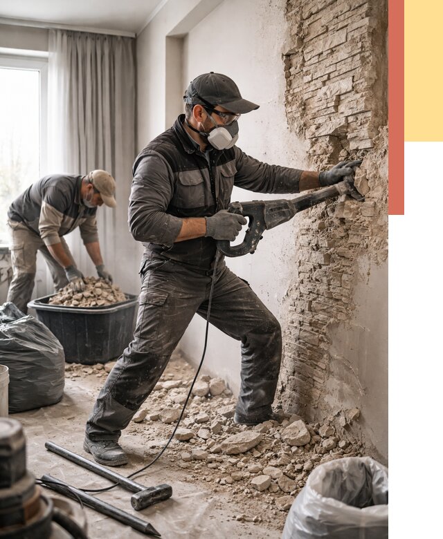 Демонтаж декоративного камня в Шатуре от 1485 руб/м² — быстро и недорого | ОТДЕЛОЧНИК-Штр