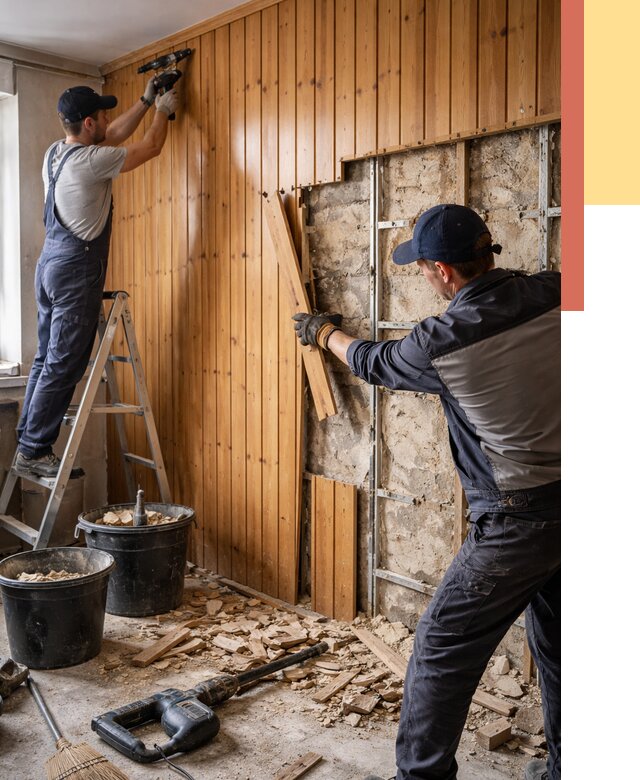 Демонтаж вагонки со стен в Шатуре от 1485 руб. — снятие, удаление, срочно | ОТДЕЛОЧНИК-Штр