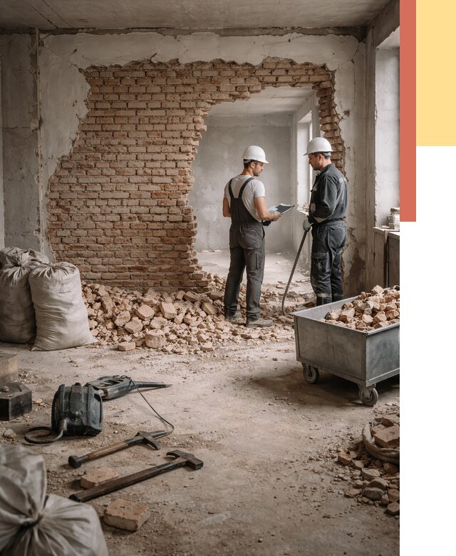 Демонтаж кирпичных стен в Шатуре от 4302 руб. — быстро, недорого, под ключ | ОТДЕЛОЧНИК-Штр