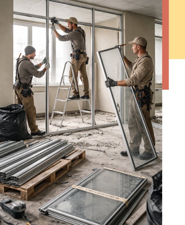 Демонтаж алюминиевых перегородок в Шатуре от 4302 руб. — быстро и недорого | ОТДЕЛОЧНИК-Штр