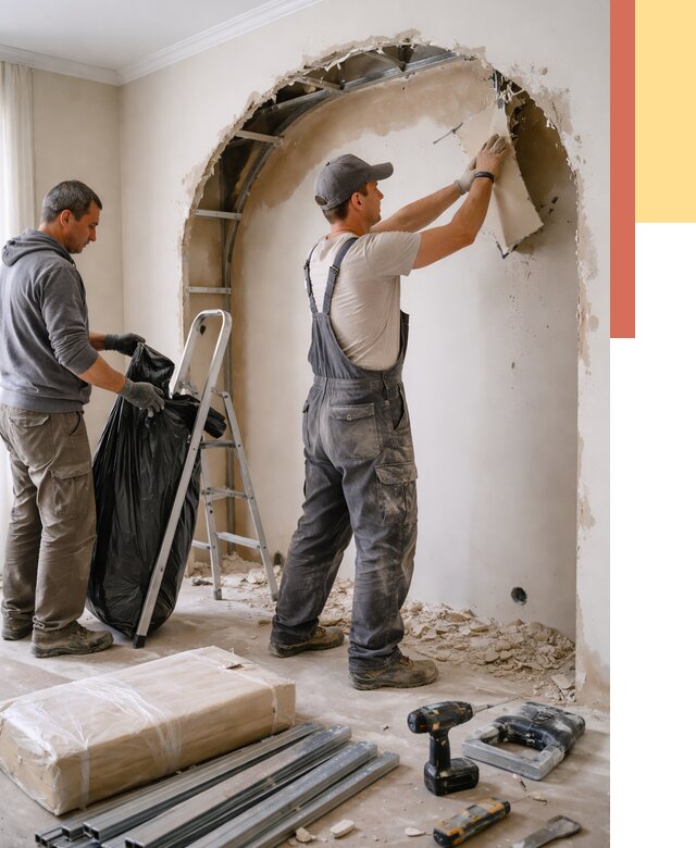 Демонтаж арки из гипсокартона в Шатуре от 3585 руб. — услуги под ключ | ОТДЕЛОЧНИК-Штр