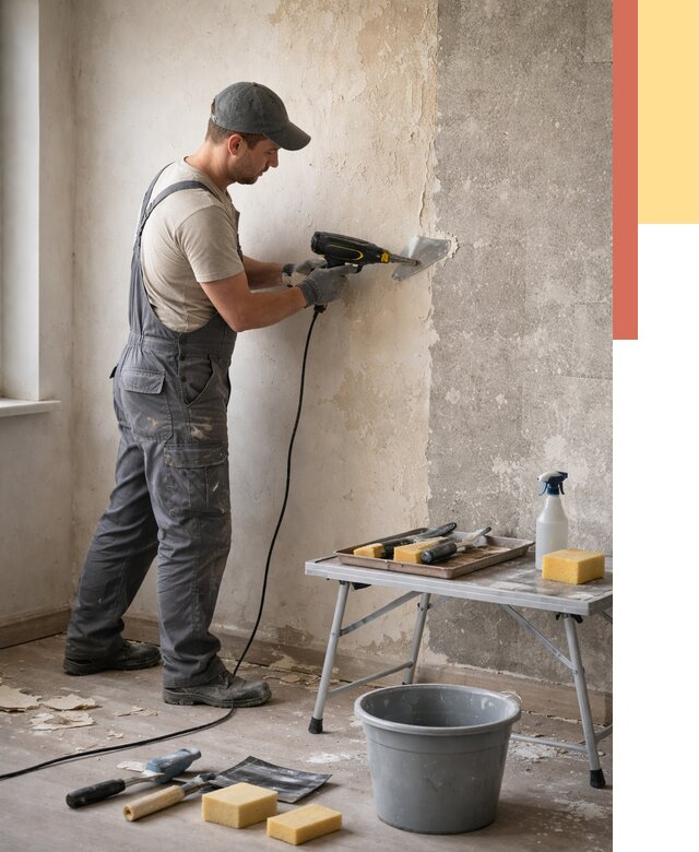 Очистка стен от клея в Шатуре от 1895 руб. — снятие и удаление клея со стен | ОТДЕЛОЧНИК-Штр