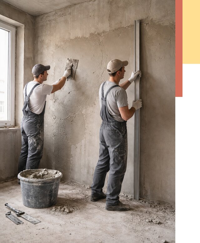 Штукатурка бетонных стен в Шатуре от 4610 руб/м² — качественно и быстро | ОТДЕЛОЧНИК-Штр