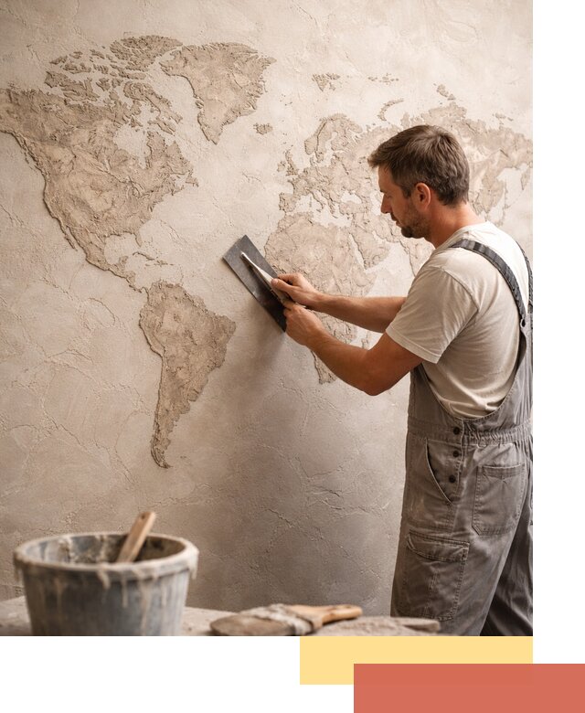 Декоративная штукатурка «Карта мира» под ключ в Шатуре