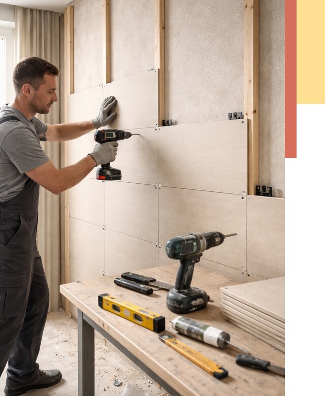 Монтаж МДФ панелей на стены в Шатуре от 1281 руб. под ключ | ОТДЕЛОЧНИК-Штр