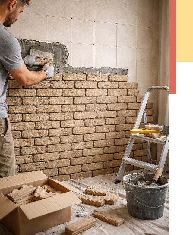 Монтаж декоративного кирпича в Шатуре от 3278 руб./м² — быстро и недорого | ОТДЕЛОЧНИК-Штр