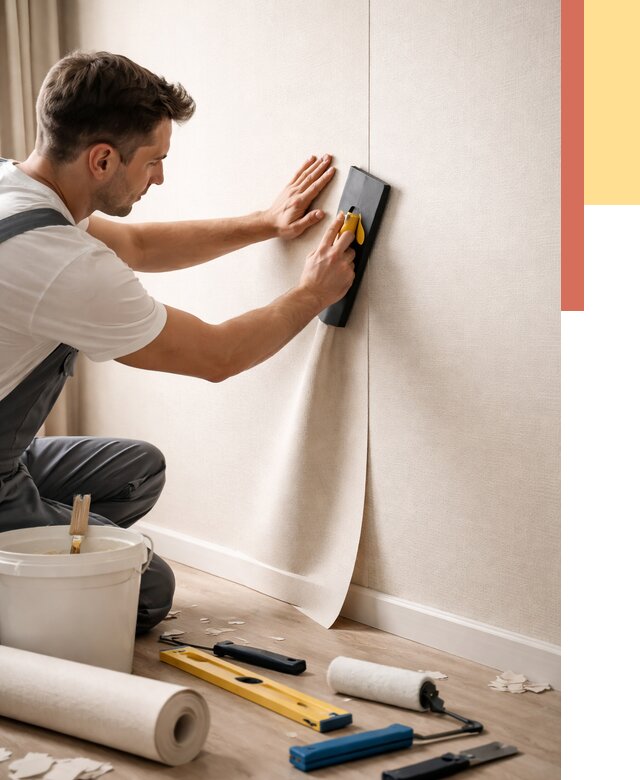 Поклейка виниловых обоев в Шатуре от 4610 руб. | Быстро и недорого — ОТДЕЛОЧНИК-Штр