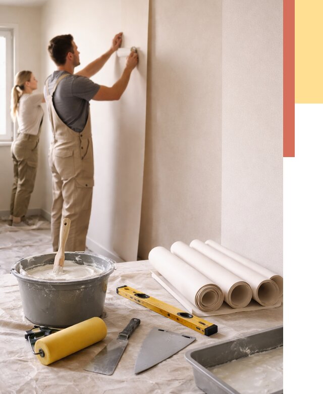 Поклейка бумажных обоев в Шатуре от 5634 руб./м2 — быстро и недорого | ОТДЕЛОЧНИК-Штр