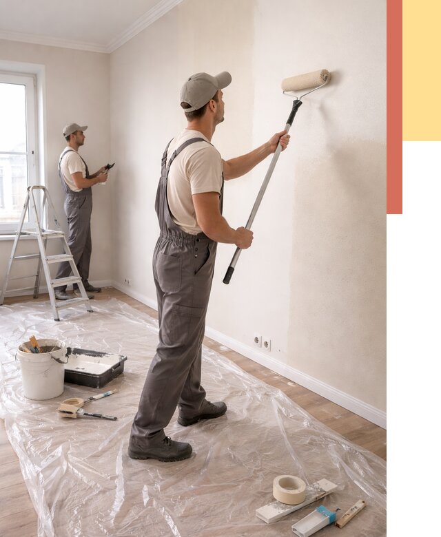 Покраска стен акриловой краской в Шатуре от 3585 руб./м² — быстро и недорого | ОТДЕЛОЧНИК-Штр