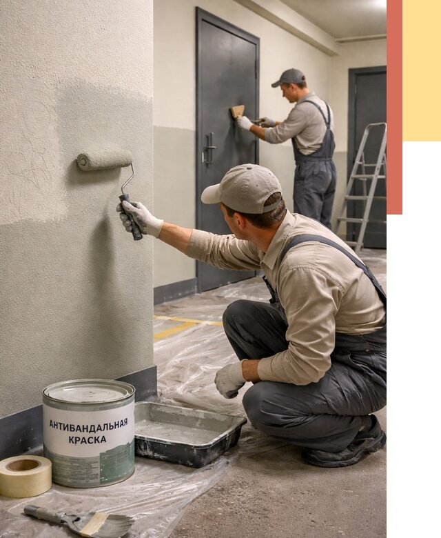 Покраска стен антивандальной краской в Шатуре от 4610 руб./м² под ключ | ОТДЕЛОЧНИК-Штр