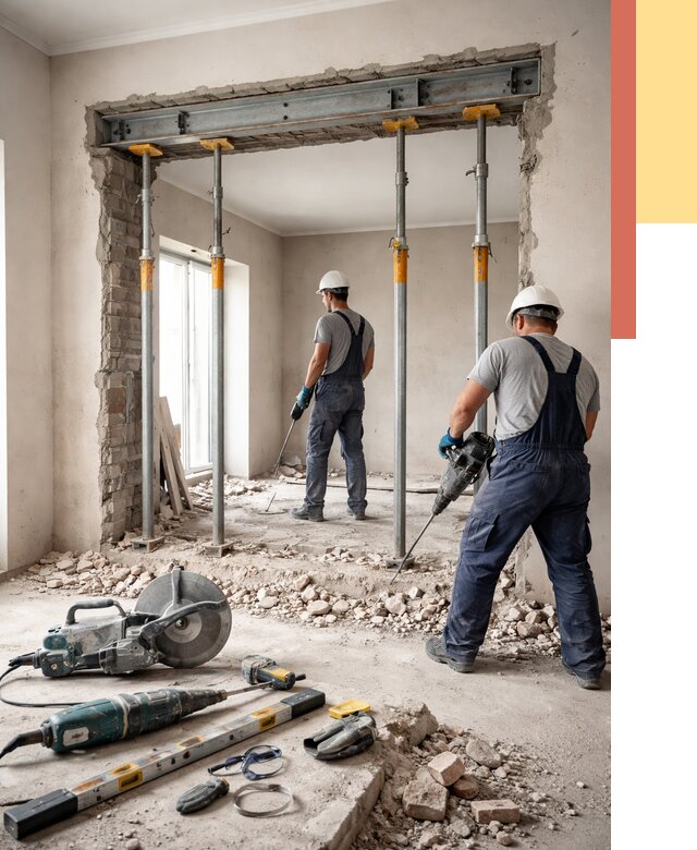 Прорезка проема в стене в Шатуре от 4610 руб. — быстро и недорого | ОТДЕЛОЧНИК-Штр