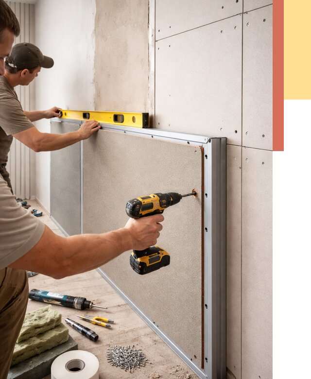 Шумоизоляция стен панелями ЗИПС в Шатуре от 2254 руб./м² под ключ | ОТДЕЛОЧНИК-Штр