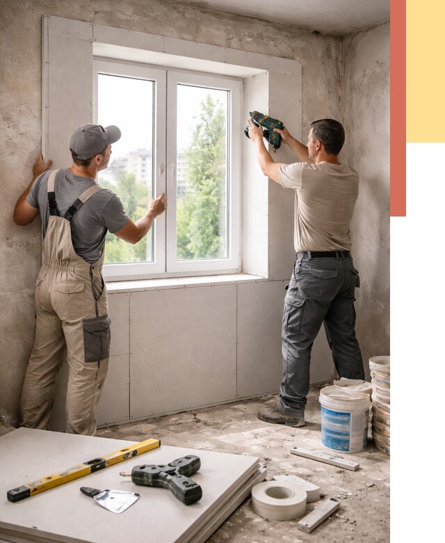 Монтаж откосов из гипсокартона в Шатуре от 4610 руб. под ключ | ОТДЕЛОЧНИК-Штр