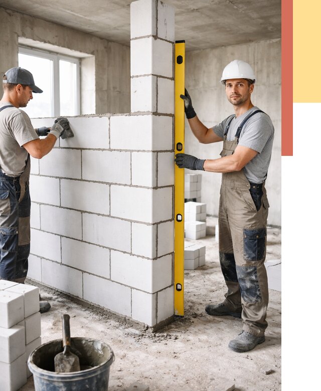 Кладка перегородок из пеноблока в Шатуре от 1844 руб. под ключ | ОТДЕЛОЧНИК-Штр