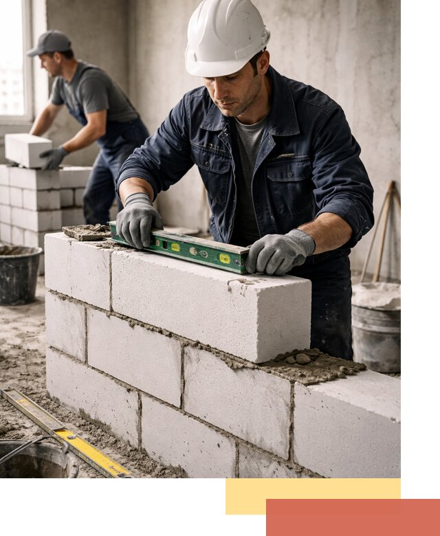 Кладка перегородок из пеноблока под ключ в Шатуре