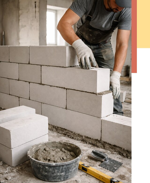 Кладка перегородок из силикатного блока в Шатуре от 4098 руб. под ключ | ОТДЕЛОЧНИК-Штр