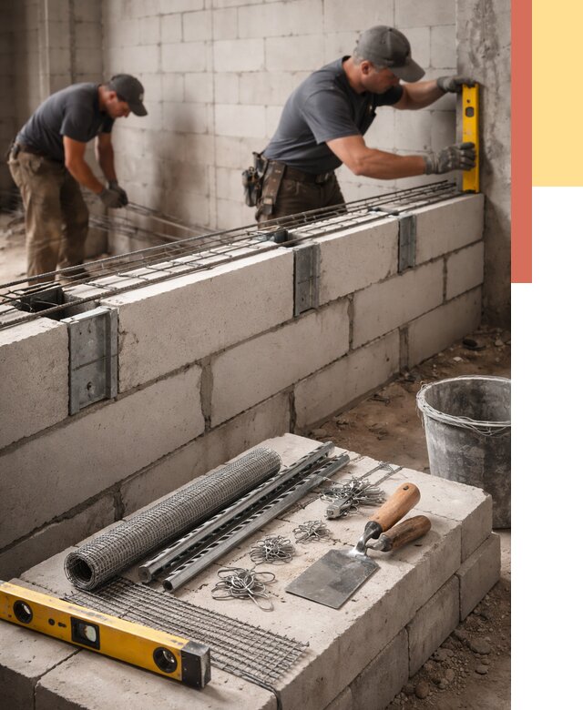 Армирование кладки перегородок в Шатуре от 768 руб. под ключ | ОТДЕЛОЧНИК-Штр