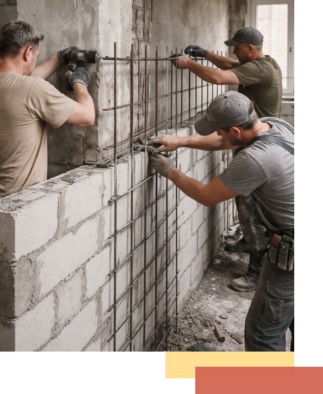Армирование кладки перегородок в Шатуре профессионально и надёжно