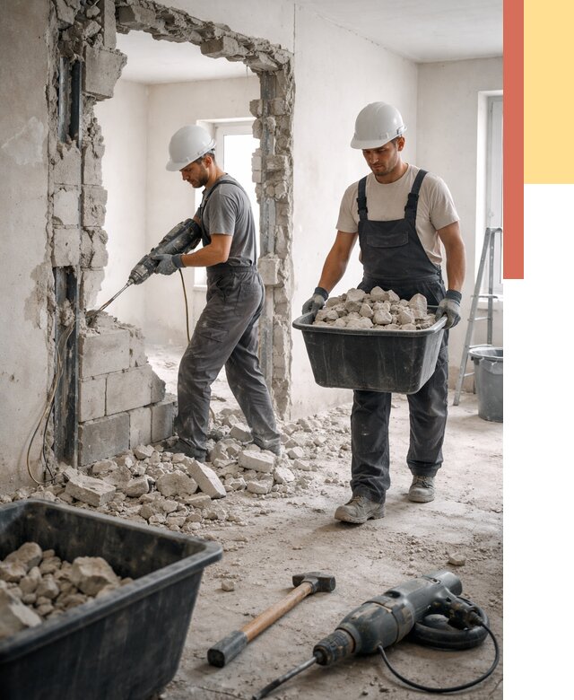 Демонтаж блоковых перегородок в Шатуре от 3842 руб. — быстро и недорого | ОТДЕЛОЧНИК-Штр