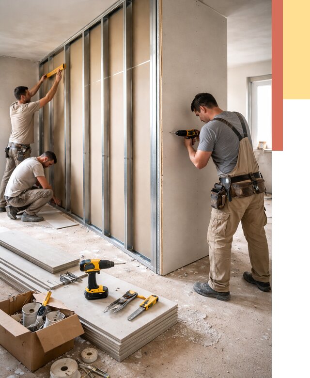 Монтаж однослойной перегородки из гипсокартона в Шатуре от 666 руб. | ОТДЕЛОЧНИК-Штр