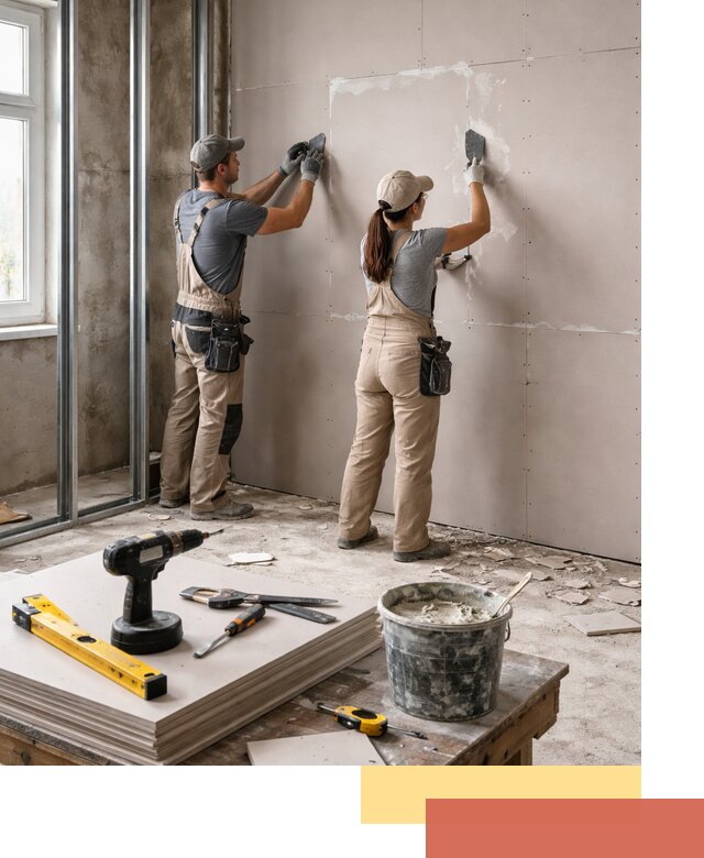 Монтаж двухслойной перегородки из гипсокартона в Шатуре