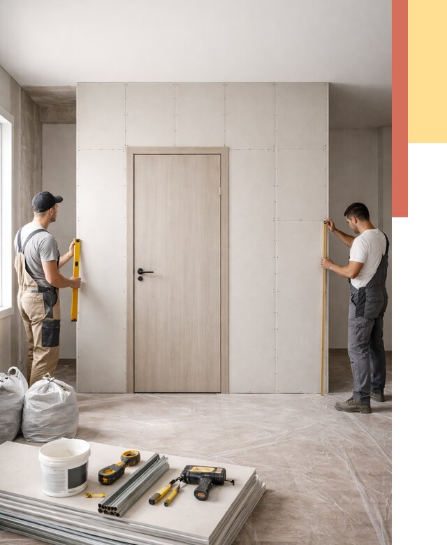 Перегородка из гипсокартона с дверью в Шатуре от 4610 руб. под ключ | ОТДЕЛОЧНИК-Штр