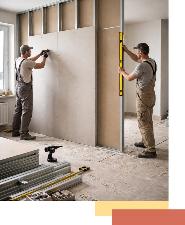 Зонирующая перегородка из гипсокартона под ключ в Шатуре