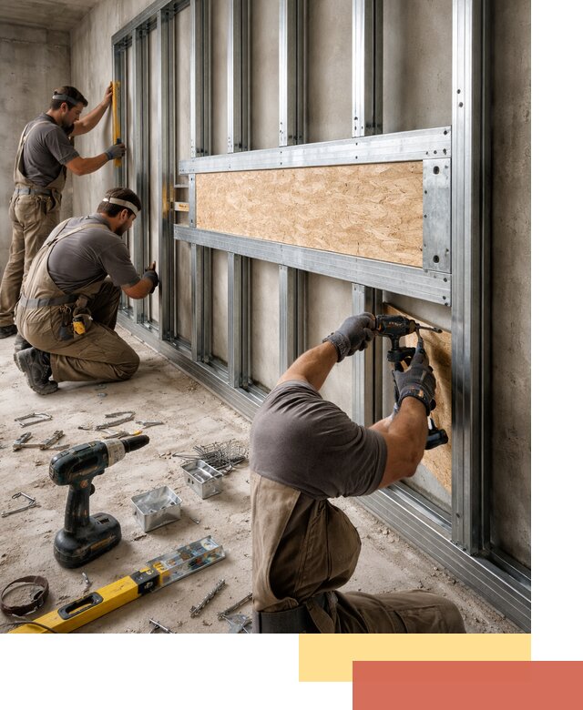 Усиленная перегородка для крепления тяжёлых конструкций в Шатуре