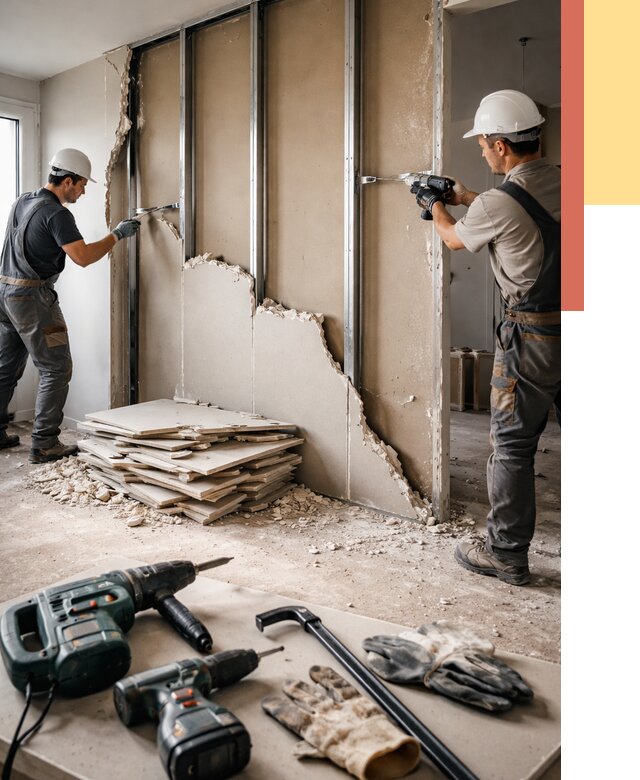 Демонтаж перегородки из гипсокартона в Шатуре от 1229 руб. быстро и недорого | ОТДЕЛОЧНИК-Штр