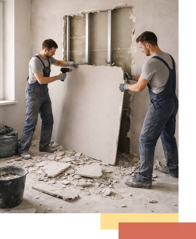 Демонтаж перегородки из гипсокартона в Шатуре быстрый и аккуратный