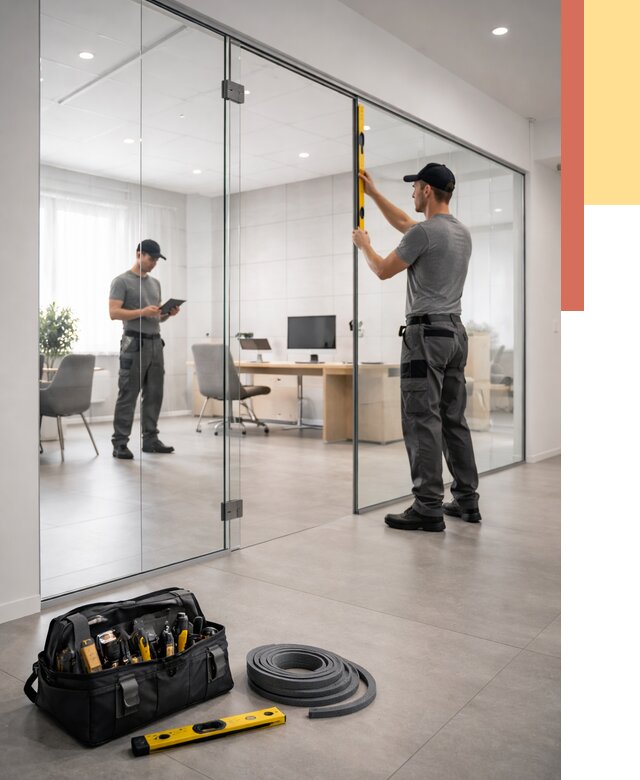 Цельностеклянные перегородки под ключ в Шатуре от 9732 руб. — монтаж и цены | ОТДЕЛОЧНИК-Штр