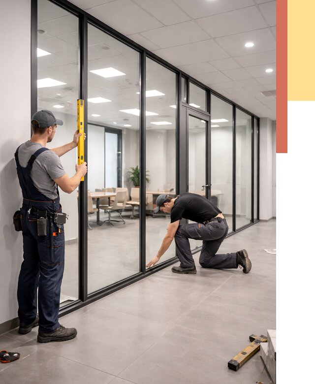 Каркасные стеклянные перегородки в Шатуре под ключ от 9424 руб. | ОТДЕЛОЧНИК-Штр