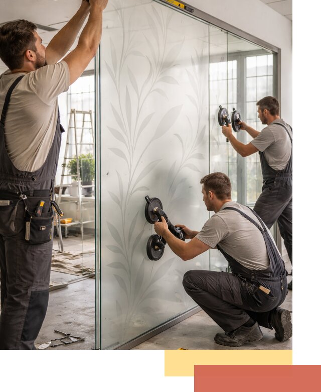 Стеклянные перегородки с рисунком на заказ в Шатуре