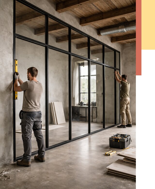 Стеклянные перегородки лофт в Шатуре от 10756 руб. под ключ | ОТДЕЛОЧНИК-Штр