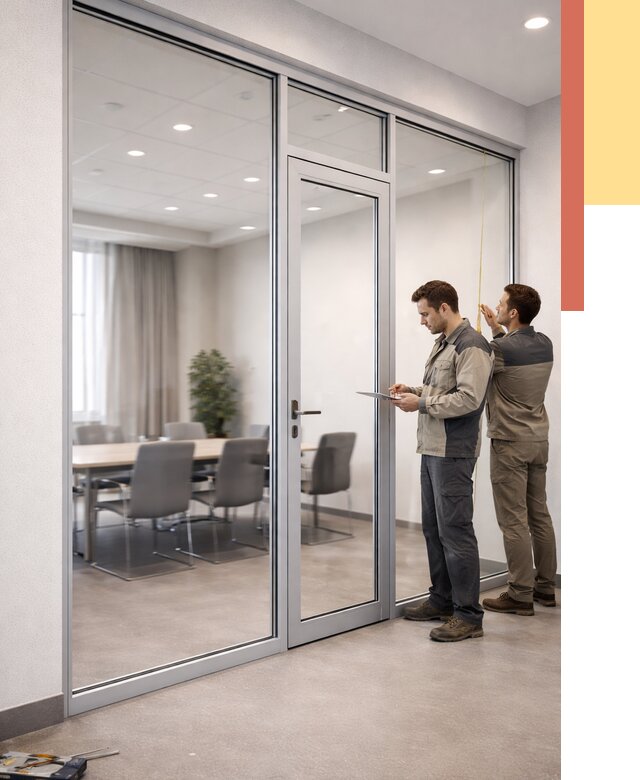 Установка и монтаж алюминиевых перегородок со стеклом в Шатуре от 8400 руб. | ОТДЕЛОЧНИК-Штр