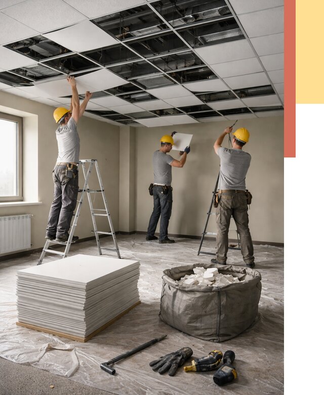 Демонтаж потолка Армстронг в Шатуре от 4610 руб. быстро и недорого | ОТДЕЛОЧНИК-Штр