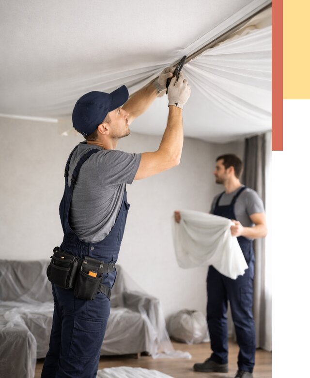 Демонтаж натяжного потолка в Шатуре от 4610 руб. — снятие и разбор под ключ | ОТДЕЛОЧНИК-Штр