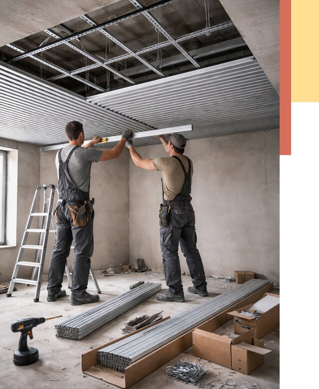 Монтаж реечного потолка в Шатуре от 4610 руб. под ключ | ОТДЕЛОЧНИК-Штр