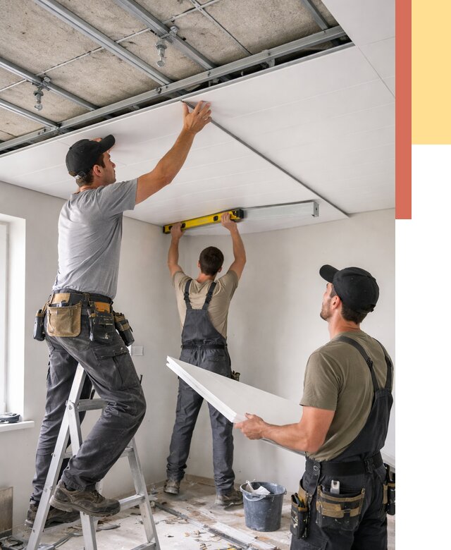 Монтаж потолка из ПВХ панелей в Шатуре от 3585 руб./м2 — быстро и недорого | ОТДЕЛОЧНИК-Штр