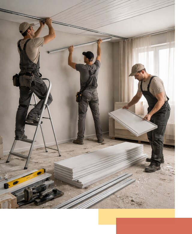 Монтаж потолка из ПВХ панелей в Шатуре оперативно и качественно