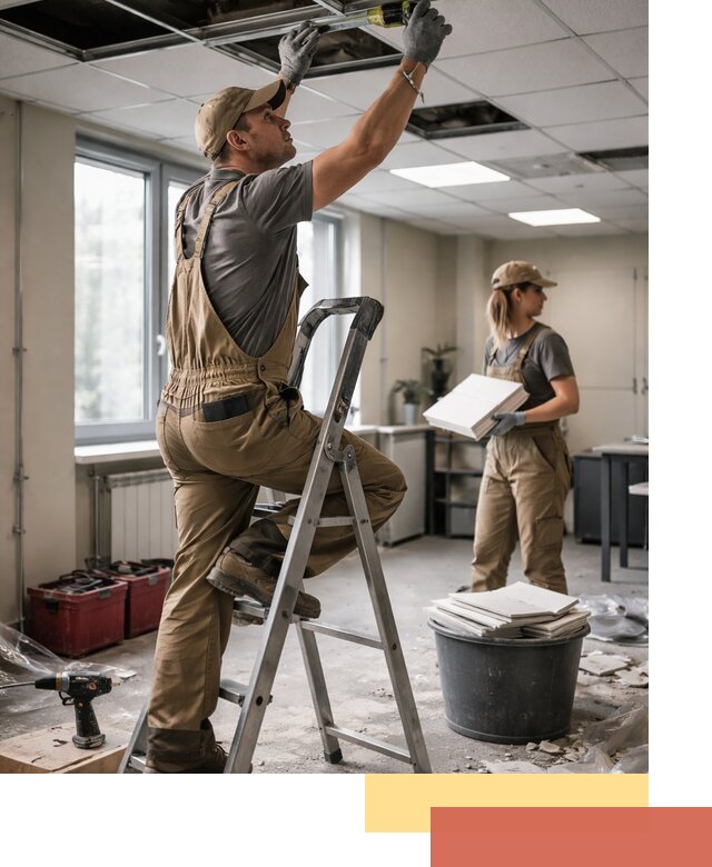 Ремонт потолка Армстронг и замена плит в Шатуре