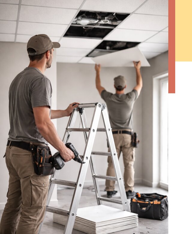 Обслуживание подвесного потолка в Шатуре от 3585 руб. — быстро и недорого | ОТДЕЛОЧНИК-Штр