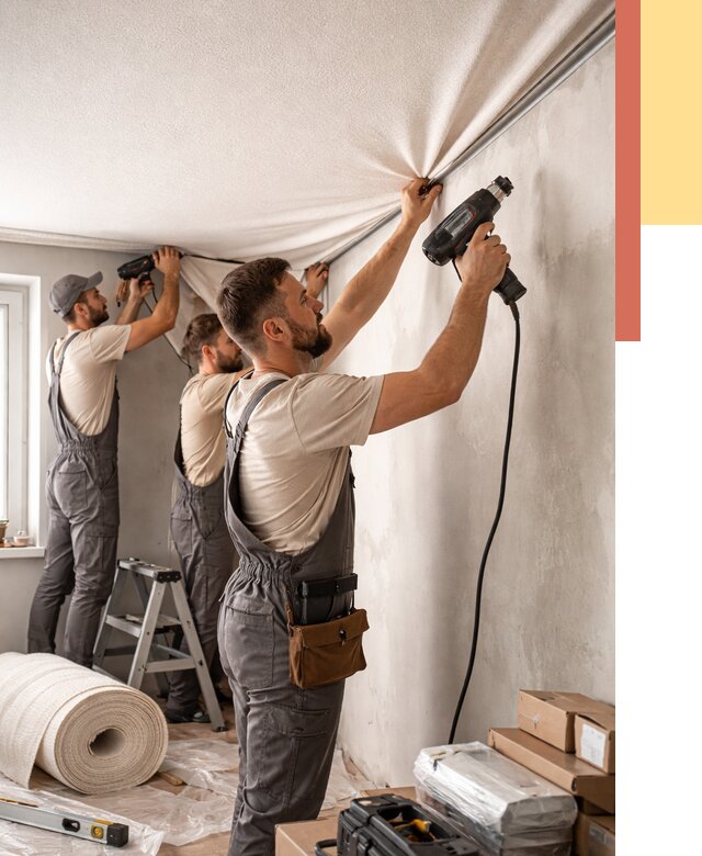 Монтаж фактурного натяжного потолка в Шатуре от 768 руб. — ОТДЕЛОЧНИК-Штр