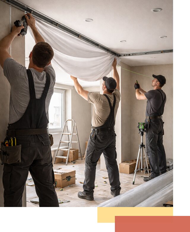 Монтаж парящего натяжного потолка под ключ в Шатуре