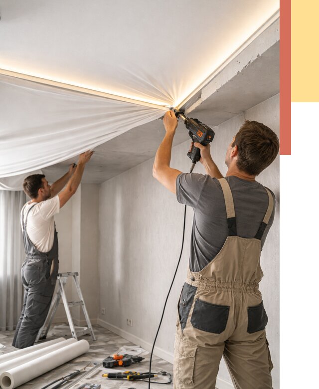 Монтаж натяжного потолка с подсветкой в Шатуре от 973 руб. | ОТДЕЛОЧНИК-Штр