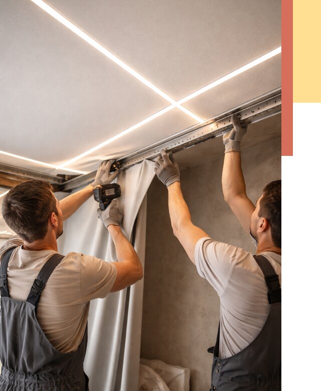 Монтаж натяжного потолка со световыми линиями в Шатуре от 1229 руб. | ОТДЕЛОЧНИК-Штр