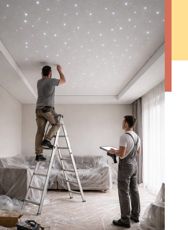 Монтаж натяжного потолка «звездное небо» в Шатуре от 6659 руб. | ОТДЕЛОЧНИК-Штр