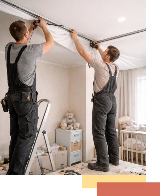 Монтаж натяжного потолка в детской комнате в Шатуре