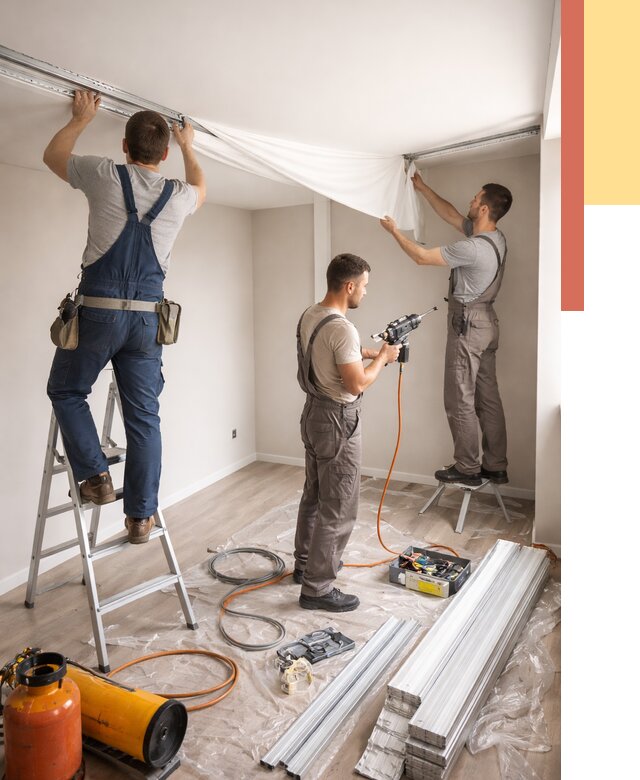 Монтаж натяжного потолка в студии в Шатуре от 5634 руб. — быстро и недорого | ОТДЕЛОЧНИК-Штр