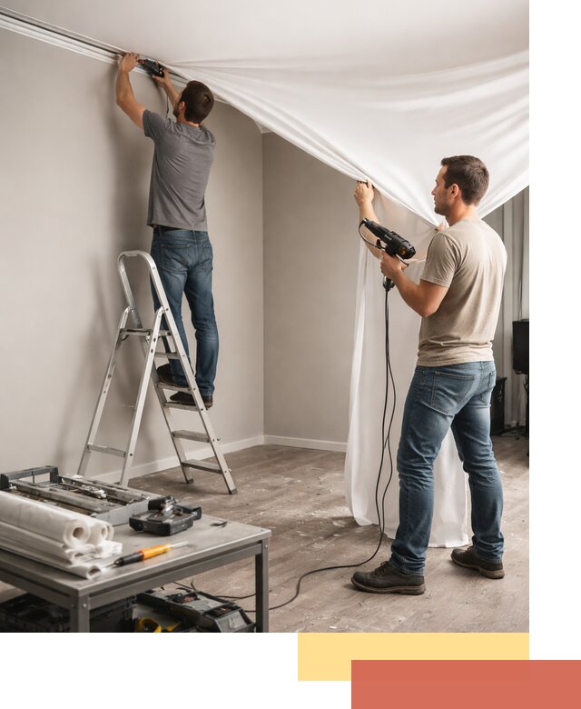 Монтаж натяжного потолка в студии в Шатуре